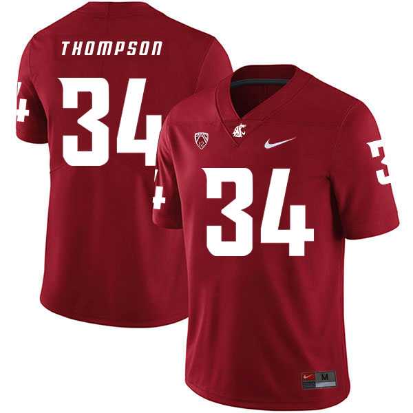 Washington State Cougars #34 Jalen Thompson Red College Football Jersey